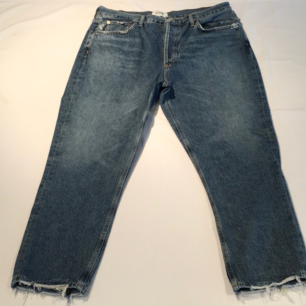 AGOLDE Indigo Riley Crop Jeans Straight High-Rise - Picture 3 of 14